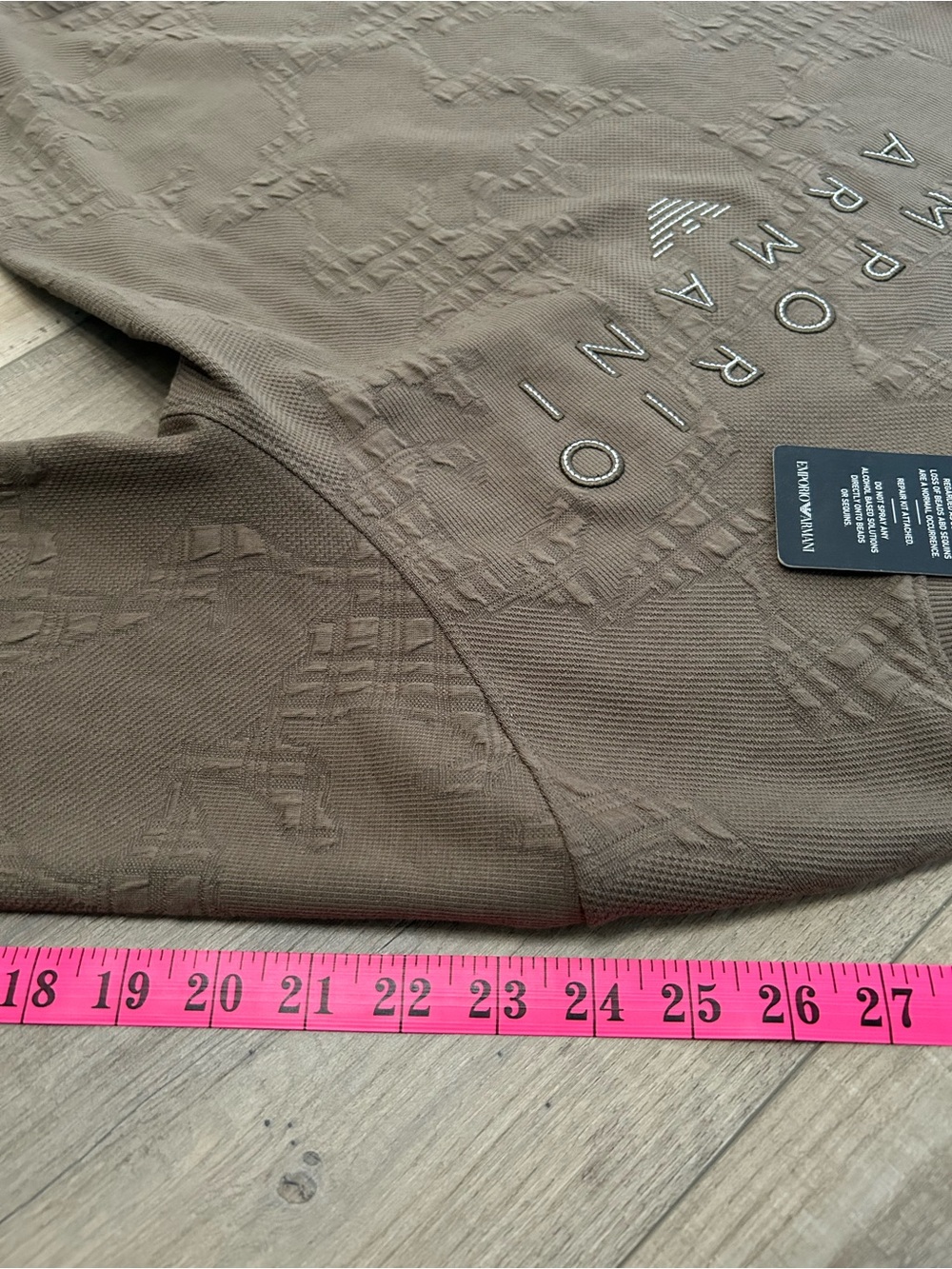 Emporio Armani Men's Taupe Crewneck Sweater with Logo - Picture 9 of 9